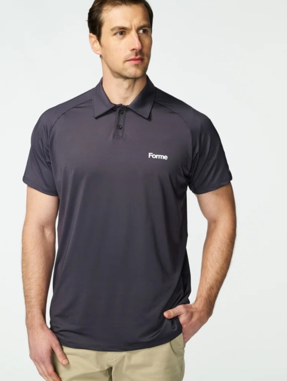 Forme Ace Polo Charcoal Gray Lined Men's Medium Golf Activewear